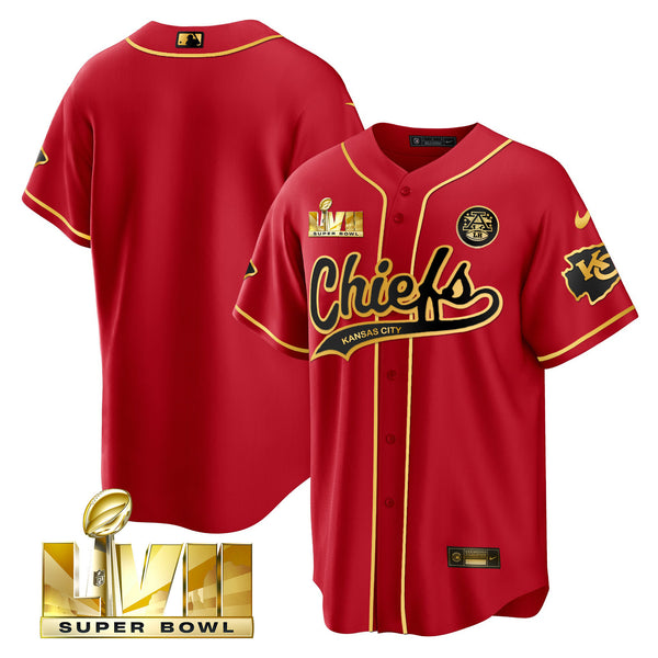 Men's Chiefs Super Bowl LVII Cool base Jersey - All Stitched - Black Red - Team — view 1