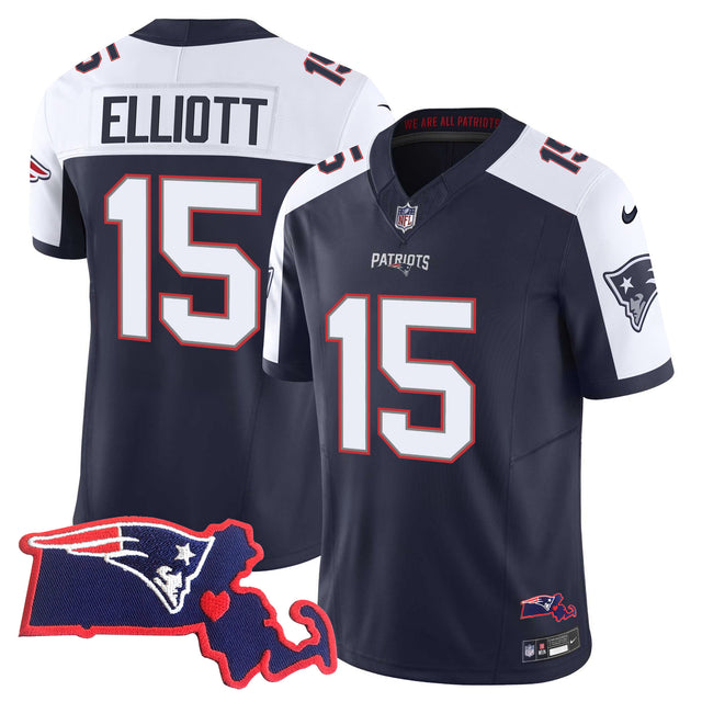 Men's Patriots Massachusetts Patch Vapor Jersey - All Stitched - Alternate - Ezekiel Elliott — view 1