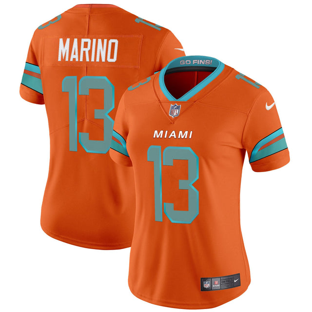 Women's Miami Dolphins 2025 Rivalries Vapor Limited Jersey - All Stitched - Orange - Dan Marino — view 1