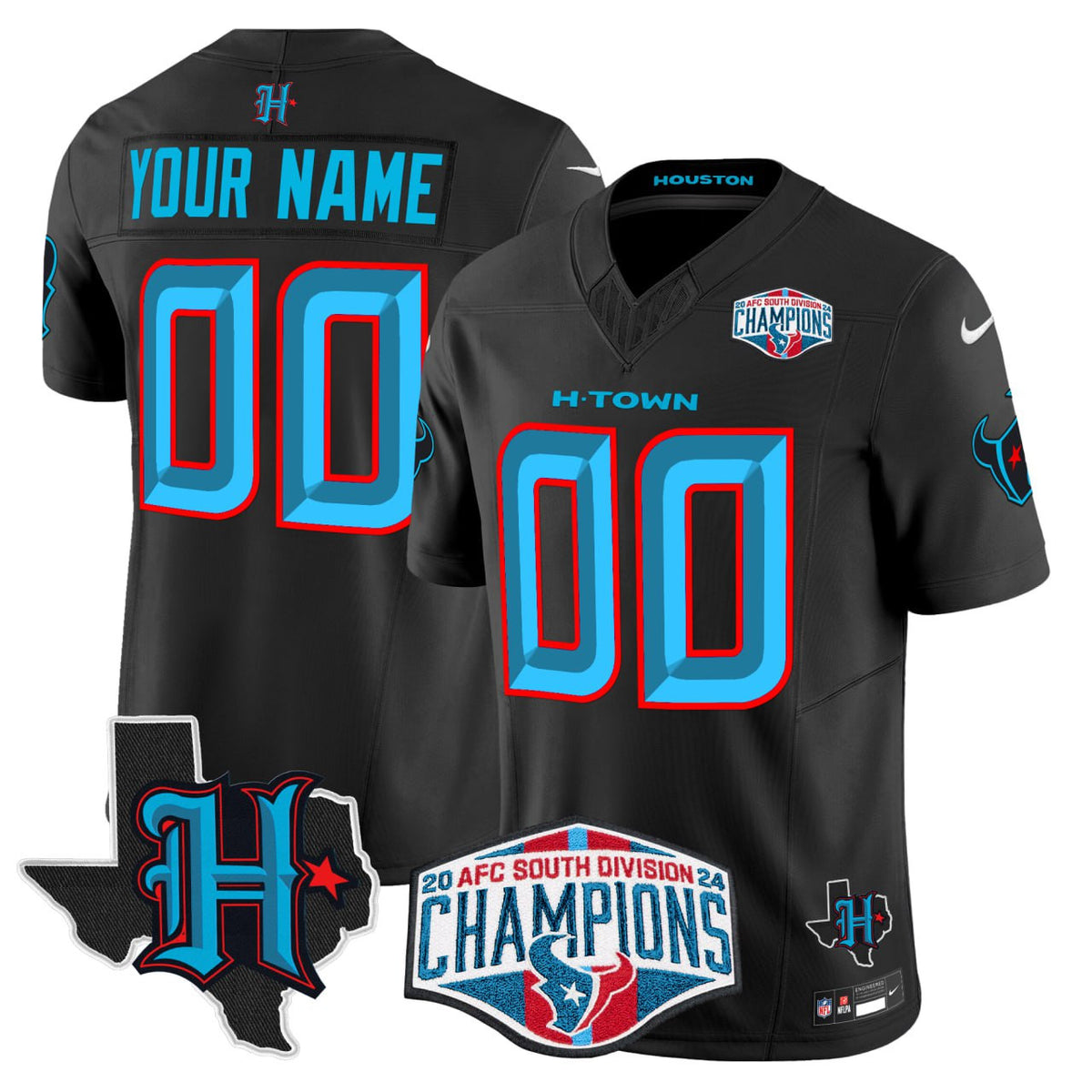 Houston Texans Custom Black Jersey - All Stitched - Black ~5693927 — view 1
