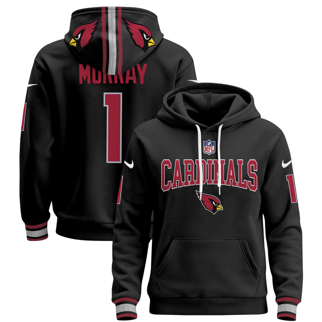 Men's Arizona Cardinals 2024 Pullover Hoodie V2 - All Stitched - Black - Kyler Murray — view 1