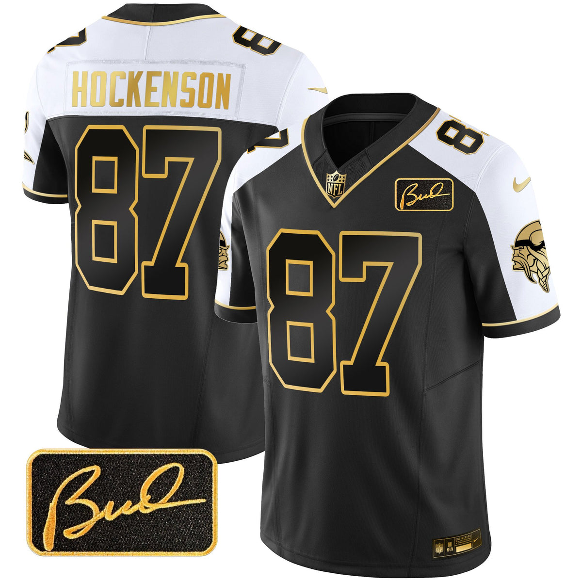 Men's Vikings Bud Grant Patch Gold Limited Jersey V2 - All Stitched - Alternate - T.J. Hockenson — view 1