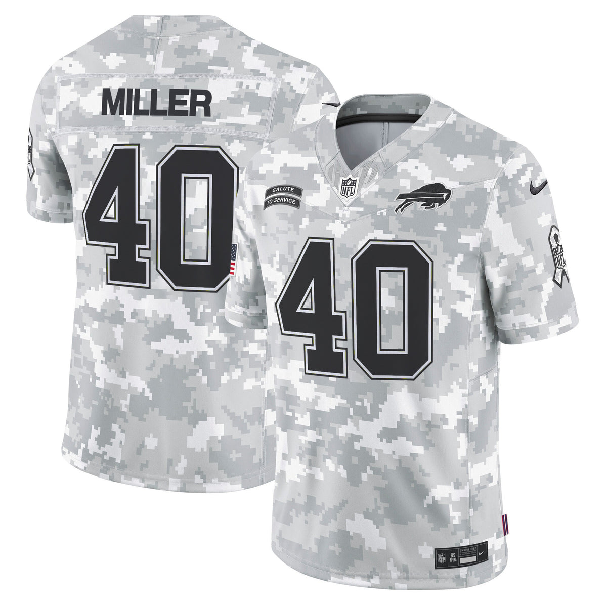 Buffalo Bills 2024 Salute to Service Vapor Limited Jersey - Arctic Camo - All Stitched - Von Miller — view 1