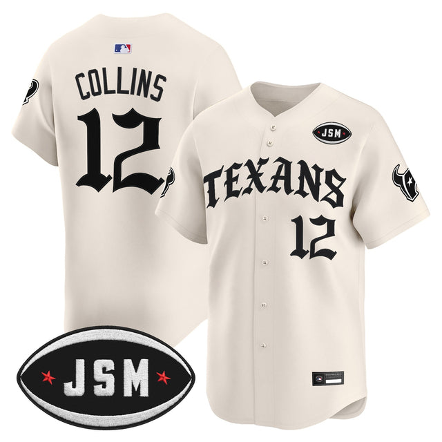Men's Houston Texans 'Old English Edition' Vapor Premier Limited Jersey - All Stitched - Cream - Nico Collins — view 1