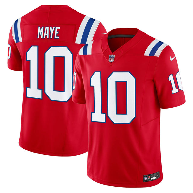 Men's New England Patriots Throwback Vapor Limited Jersey - All Stitched - Red - Drake Maye — view 1