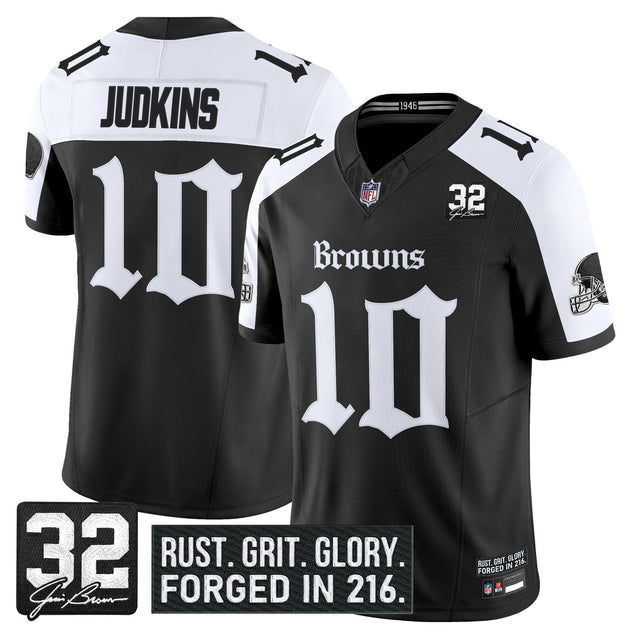 Men's Cleveland Browns 'Gothic Dawg Shadows Drop' Vapor Limited Jersey - All Stitched - Alternate - Quinshon Judkins — view 1