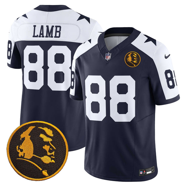Men's Cowboys Texas & John Madden Patch Vapor Limited Jersey V2 - All Stitched - Navy Alternate - CeeDee Lamb — view 1