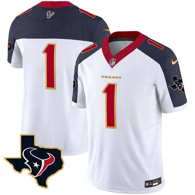 Men's Houston Texans Gold Trim Vapor Jersey - All Stitched - Inverted - #1 Team — view 1