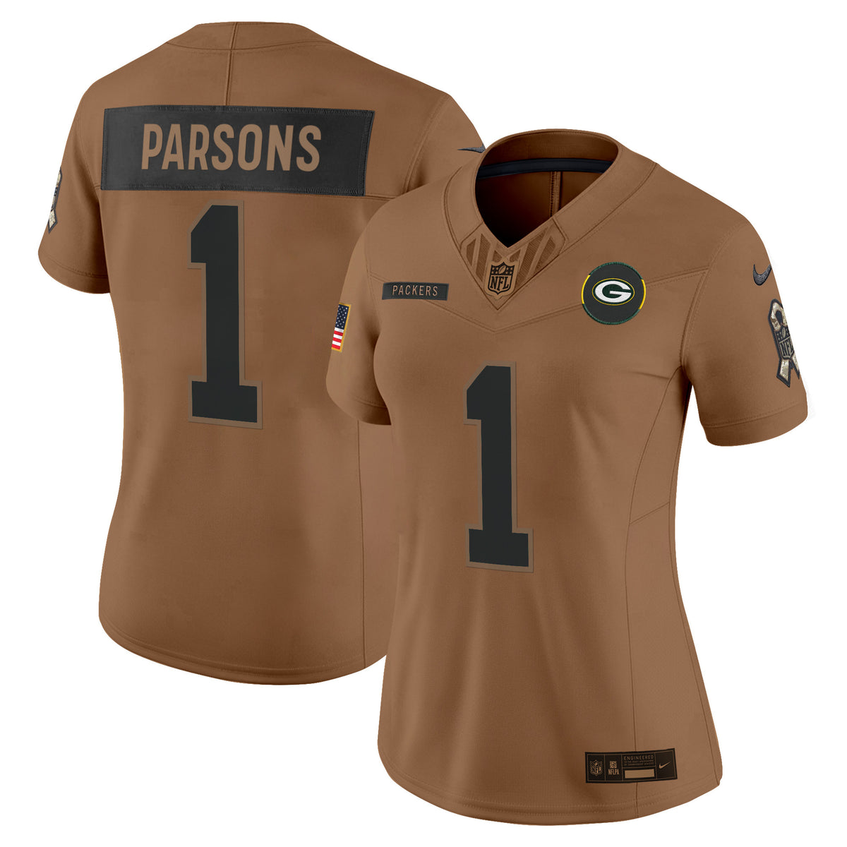 Women's Green Bay Packers 2025 Salute to Service Vapor Limited Jersey - All Stitched - Brown - Micah Parsons — view 1