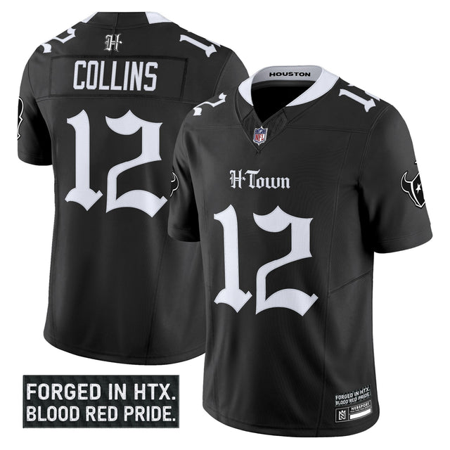 Men's Houston Texans 'Gothic Lone Star Shadows Edition' Vapor Limited Jersey - All Stitched - Black - Nico Collins — view 1