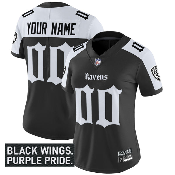 Baltimore Ravens 'Gothic Nevermore Edition' Vapor Limited Custom Jersey - All Stitched - Alternate — view 1