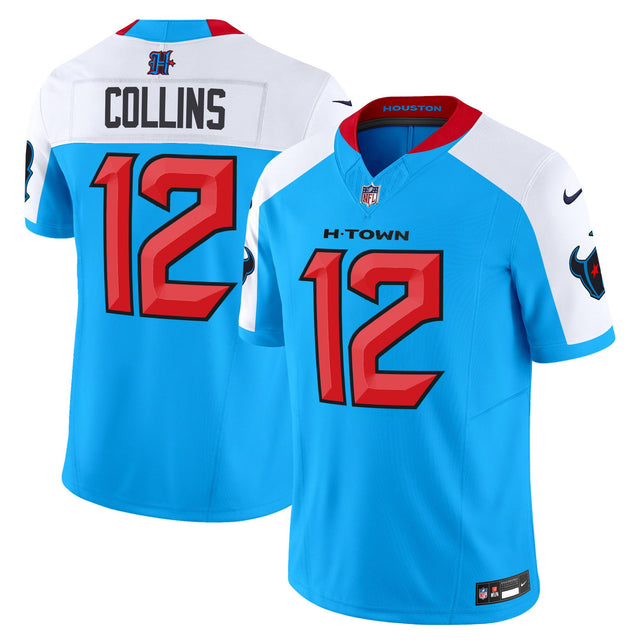 Men's Houston Texans 2024 Vapor Limited Jersey V2 - All Stitched - Blue Alternate - Nico Collins — view 1