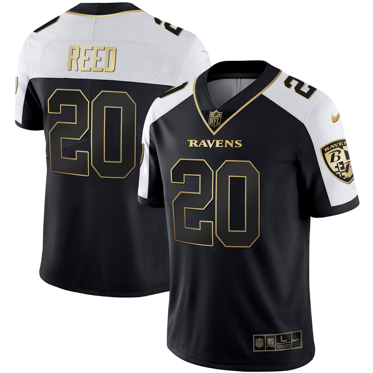Men's Ravens Gold Vapor Jersey - All Stitched - Alternate - Ed Reed — view 1