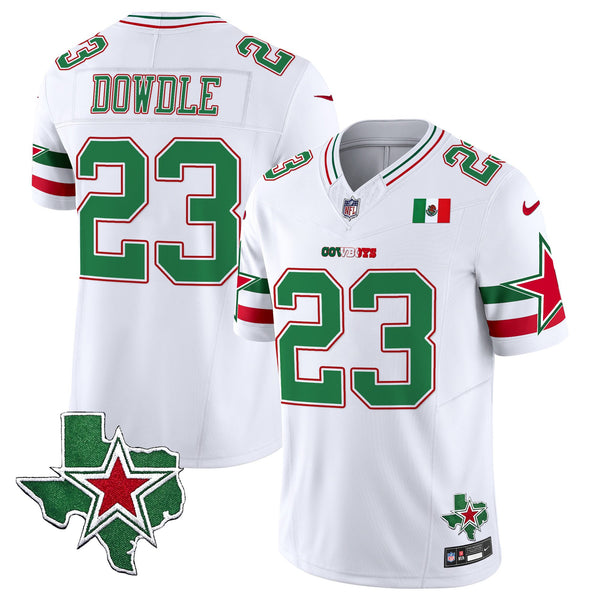 Men's Dallas Cowboys 2025 Mexico Vapor Limited Jersey - All Stitched - White - Rico Dowdle — view 1