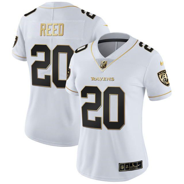 Women's Ravens Gold Vapor Jersey - All Stitched - White Gold - Ed Reed — view 1