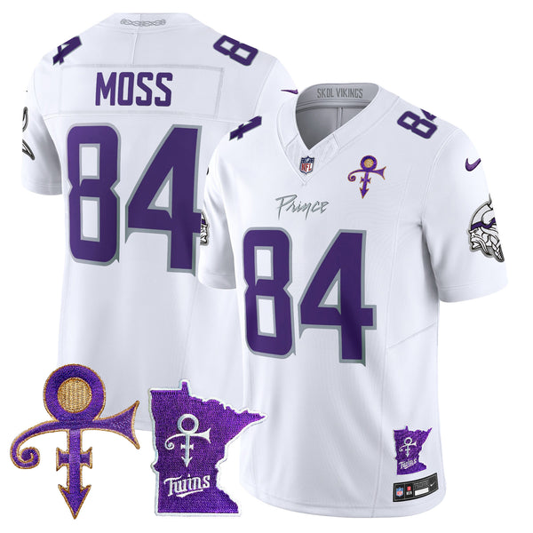 Men's Minnesota Vikings 2024 Prince Vapor Limited Jersey V2 - All Stitched - White Limited - Randy Moss — view 1