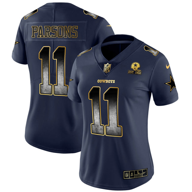 Women's Cowboys Arch Smoke Vapor Jersey - All Stitched - Navy - Micah Parsons — view 1