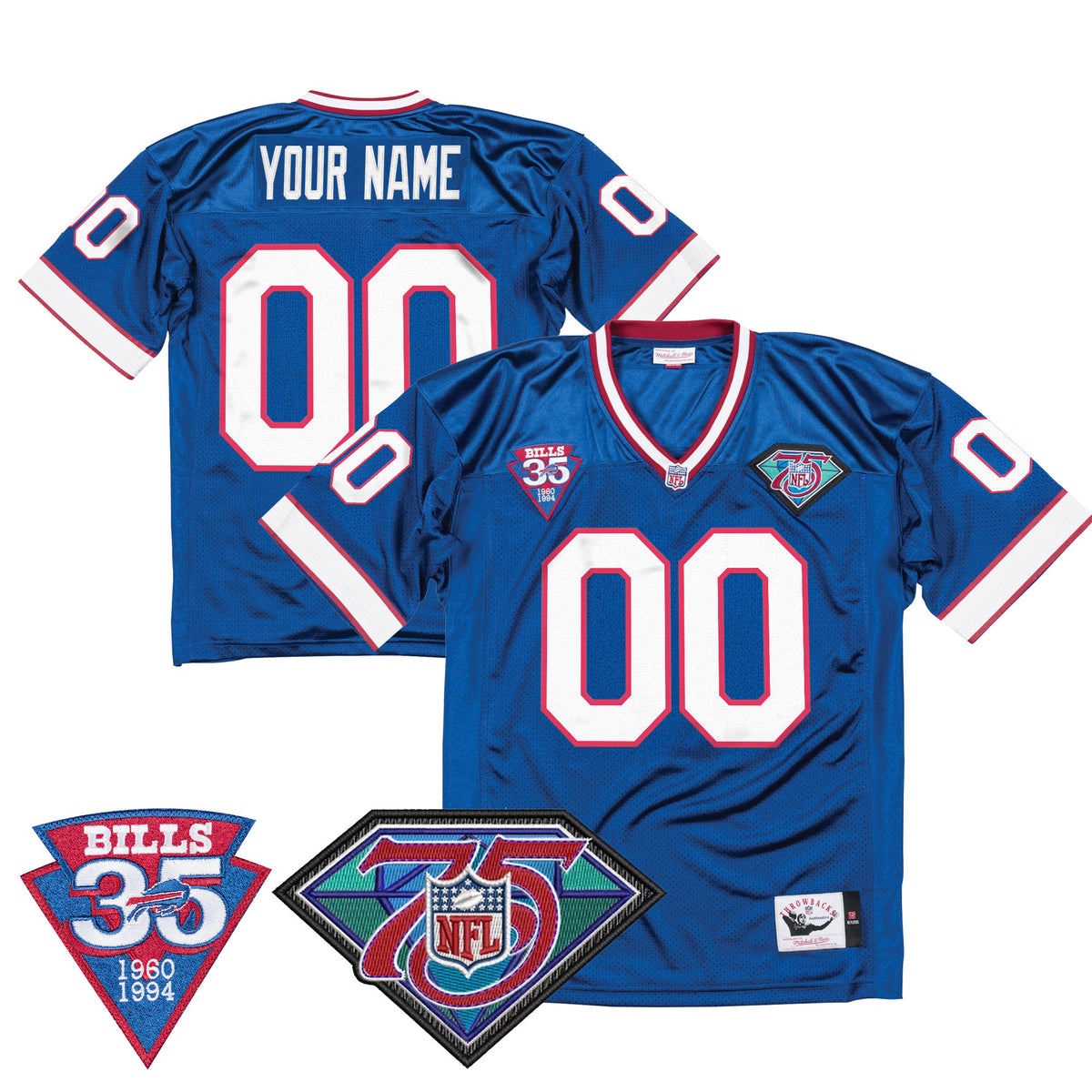 Buffalo Bills Throwback Custom Jersey - All Stitched - Royal — view 1