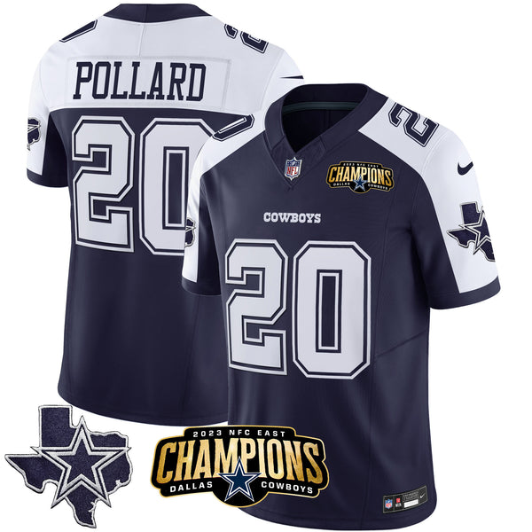 Men's Cowboys 2023 NFC East Champions Patch Vapor Jersey - All Stitched - Alternate Navy - Tony Pollard — view 1