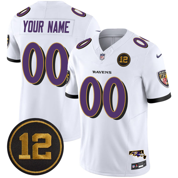 Ravens Jacoby Jones Patch Vapor Limited Custom Jersey - All Stitched - White — view 1