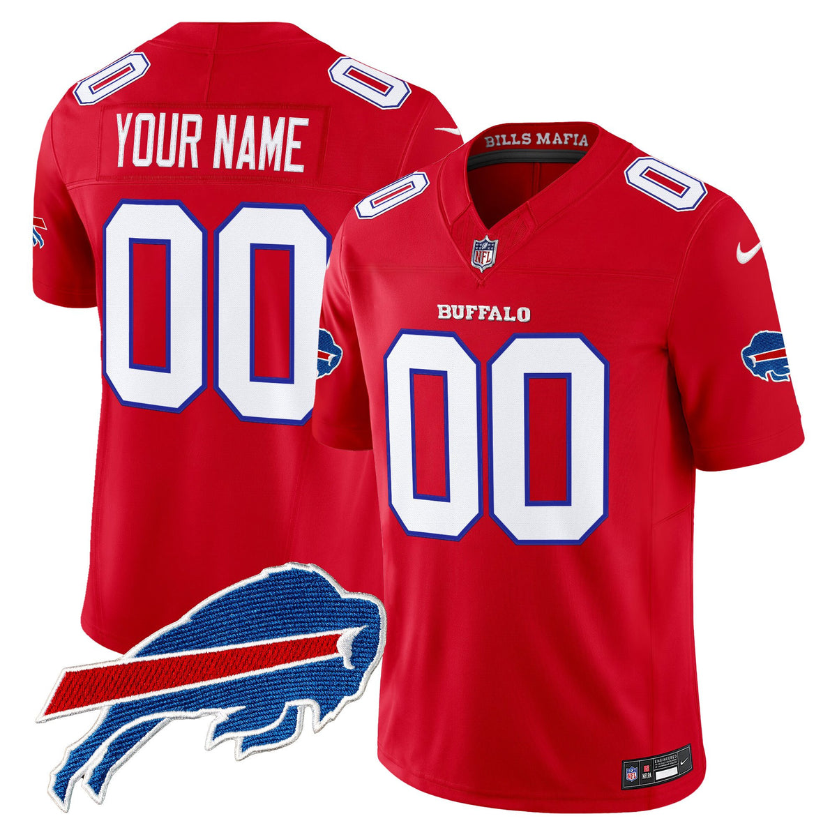 Buffalo Bills 2025 Rivalries Vapor Limited Custom Jersey - All Stitched - Red — view 1