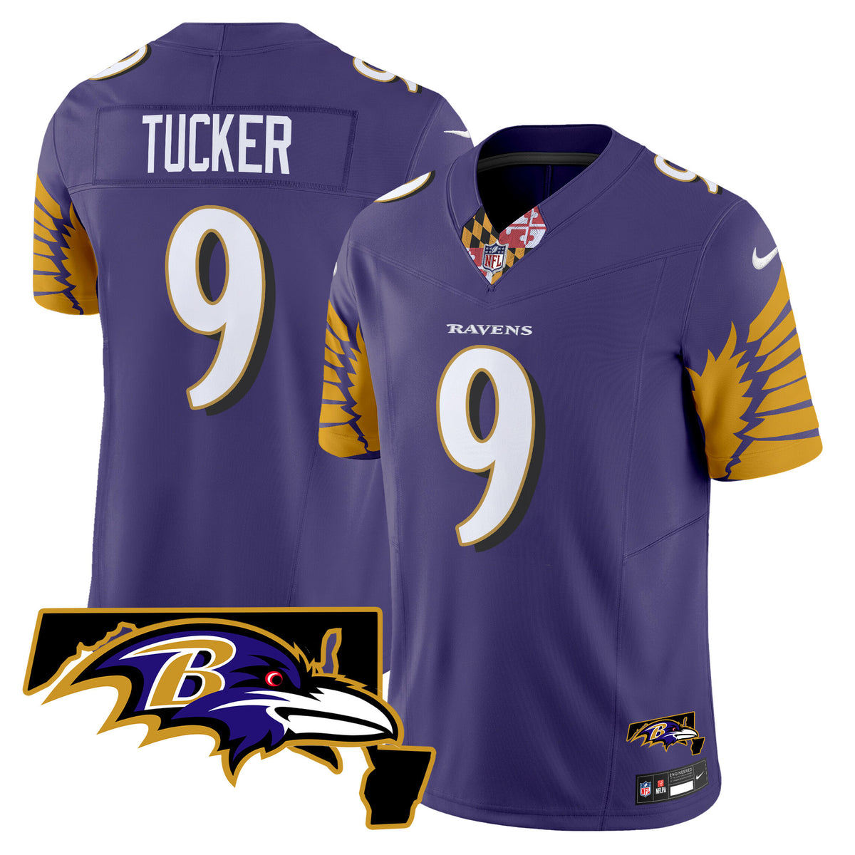 Men's Ravens Maryland Patch Vapor Limited Jersey V3 - All Stitched - Purple - Justin Tucker — view 1