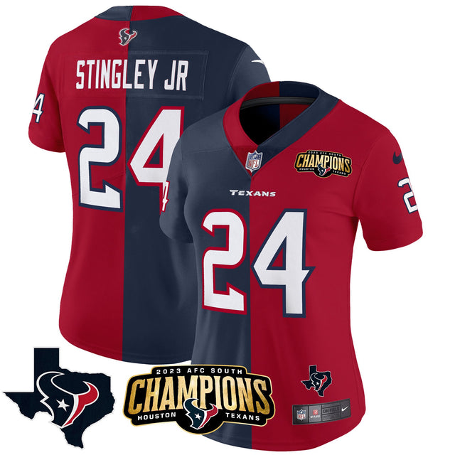 Houston Texans 2023 AFC South Champions Patch Split Vapor Jersey - All Stitched - Derek Stingley Jr — view 1