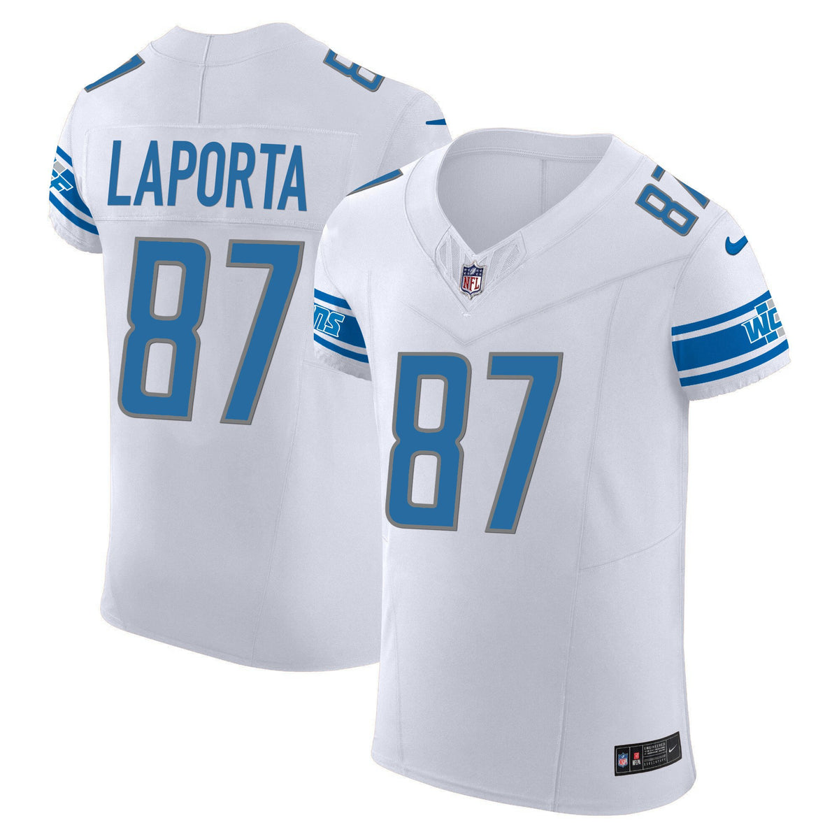 Men's Detroit Lions Vapor Elite Jersey - All Stitched - White - Sam Laporta — view 1
