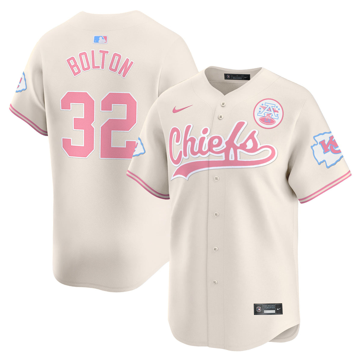 Unisex Chiefs Bubblegum Pink Vapor Premier Limited Jersey - All Stitched - Cream - Nick Bolton — view 1