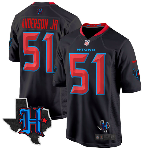 Men's Houston Texans 2024 Texas Patch Game Jersey - All Stitched - Navy Limited - Will Anderson Jr — view 1