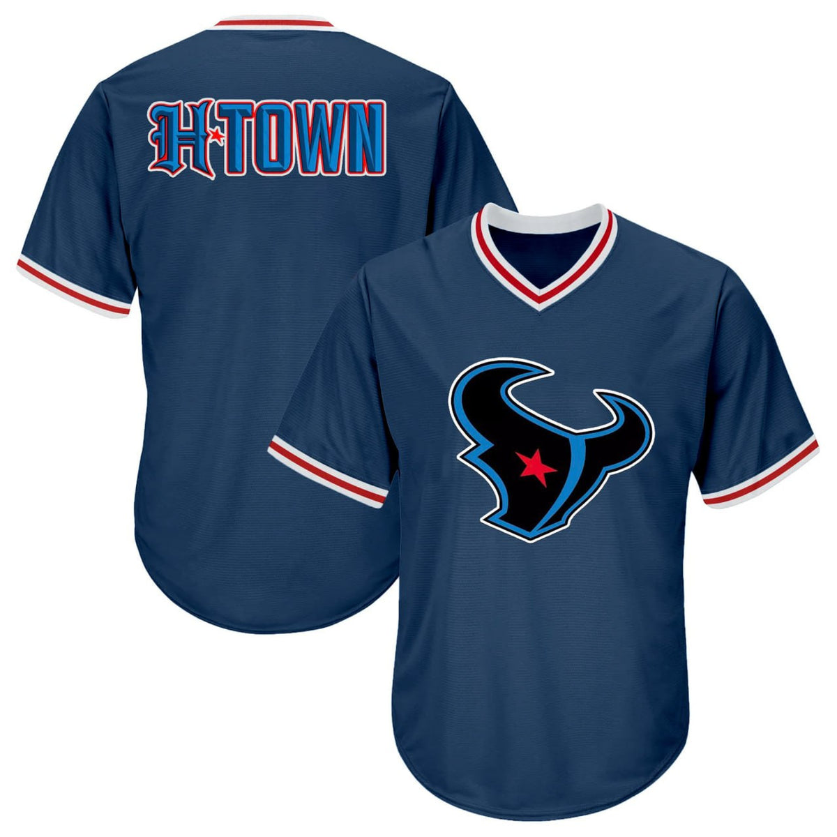 H-TOWN Pullover Houston Texans Jersey - All Stitched - Navy — view 1