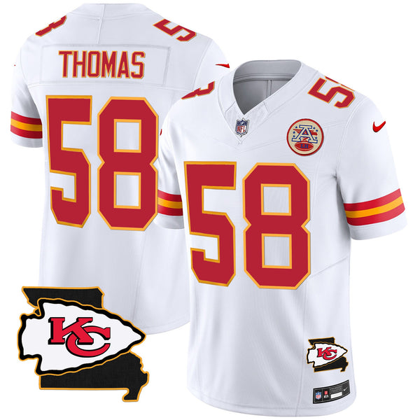 Men's Chiefs Missouri Patch Vapor Limited Jersey - All Stitched - White - Derrick Thomas — view 1