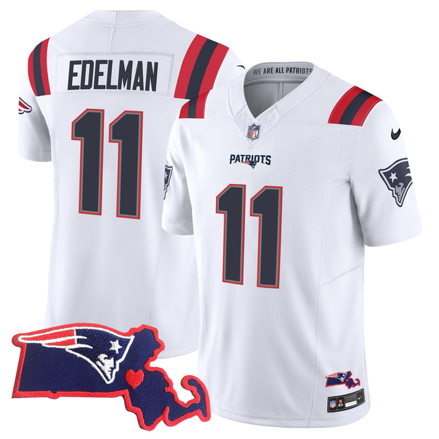 Women's Patriots Bill Belichick 6x Champions Vapor Jersey - All Stitched - White - Julian Edelman — view 1
