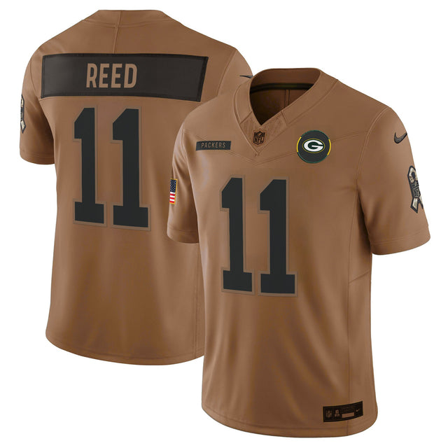 Men's Green Bay Packers 2025 Salute to Service Vapor Limited Jersey - All Stitched - Brown - Jayden Reed — view 1