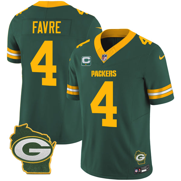 Men's Packers Home Patch Vapor Jersey V3 - All Stitched - Green - Brett Favre — view 1