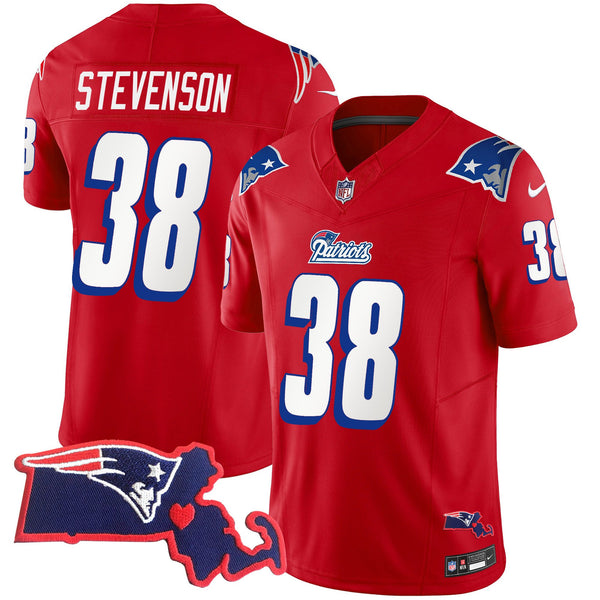 Men's Patriots 1996 Throwback State Patch Vapor Jersey - All Stitched - Red - Rhamondre Stevenson — view 1