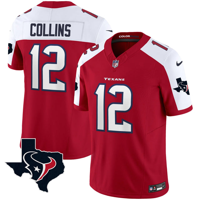 Men's Houston Texans Color Rush Legend Vapor Jersey V2 - All Stitched - Red Alternate - Nico Collins — view 1