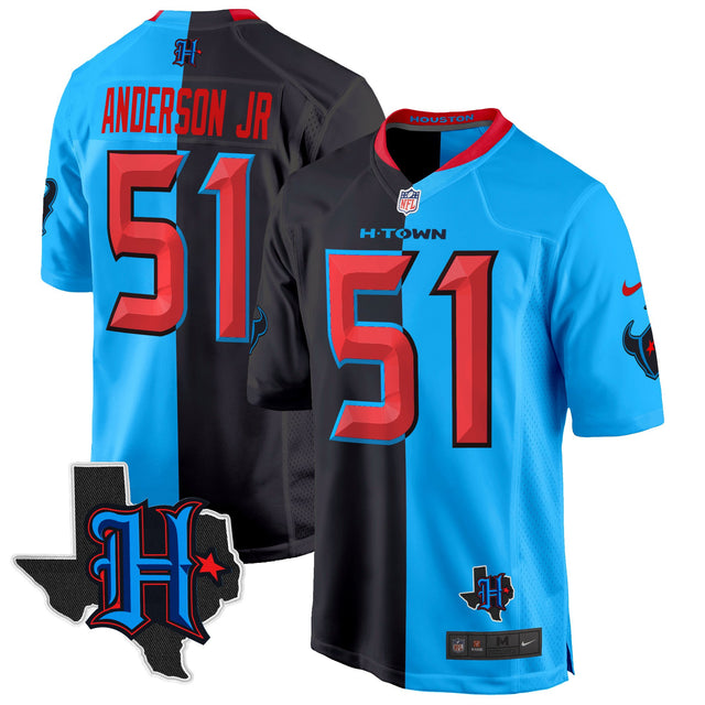 Men's Houston Texans 2024 Texas Patch Game Jersey - All Stitched - Split - Will Anderson Jr — view 1