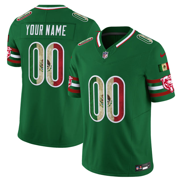 Chicago Bears Mexico Vapor Limited Custom Jersey - All Stitched - Green — view 1