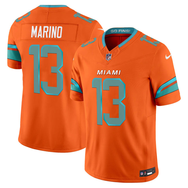 Men's Miami Dolphins 2025 Rivalries Vapor Limited Jersey - All Stitched - Orange - Dan Marino — view 1