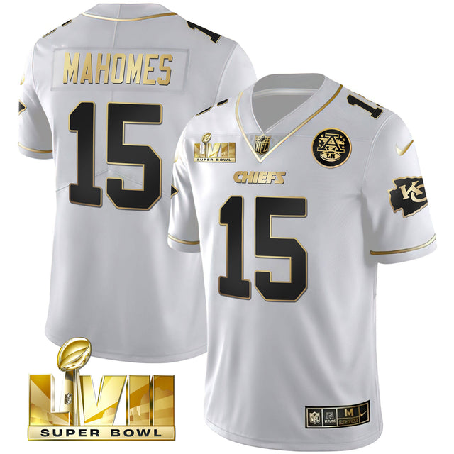 Youth's Chiefs Super Bowl Vapor Gold Jersey - All Stitched - White Gold - Patrick Mahomes — view 1