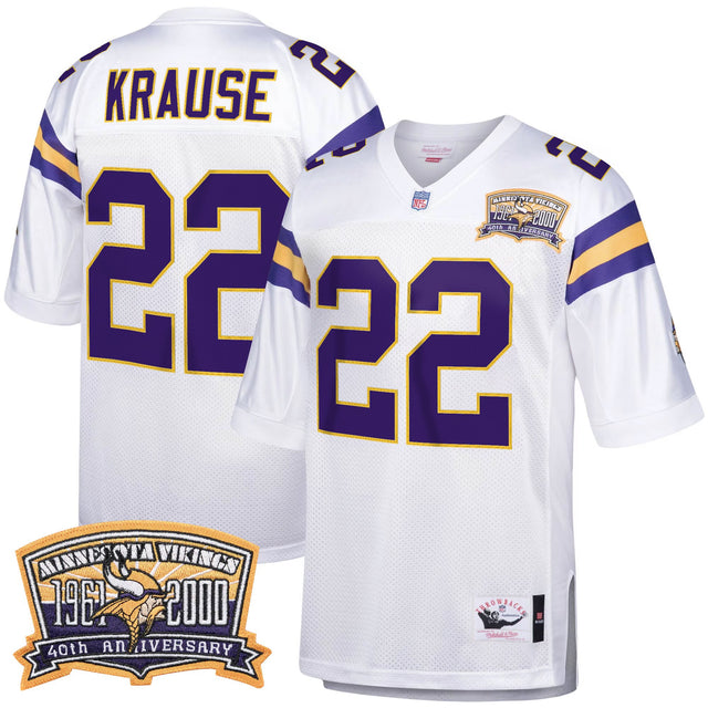 Men's Minnesota Vikings Throwback Player Jersey - All Stitched - White Retired - Paul Krause — view 1