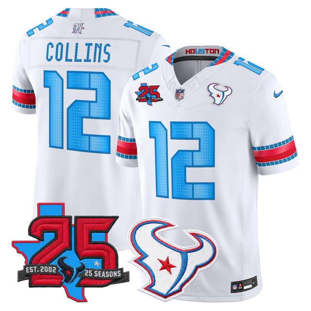 Men's Houston Texans 2026 Rivalries Vapor Limited Jersey - 25th Year Anniversary Patch - All Stitched - White - Nico Collins — view 1