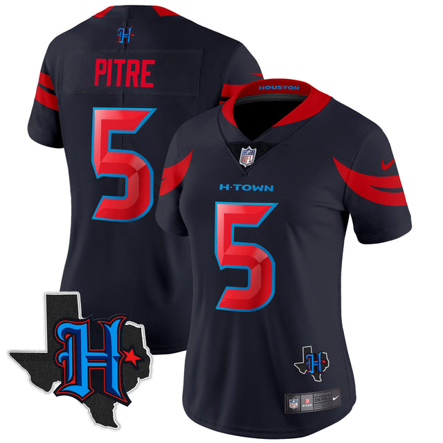 Women's Houston Texans 2024 Texas Patch Vapor Limited Jersey V3 - All Stitched - Navy Limited - Jalen Pitre — view 1