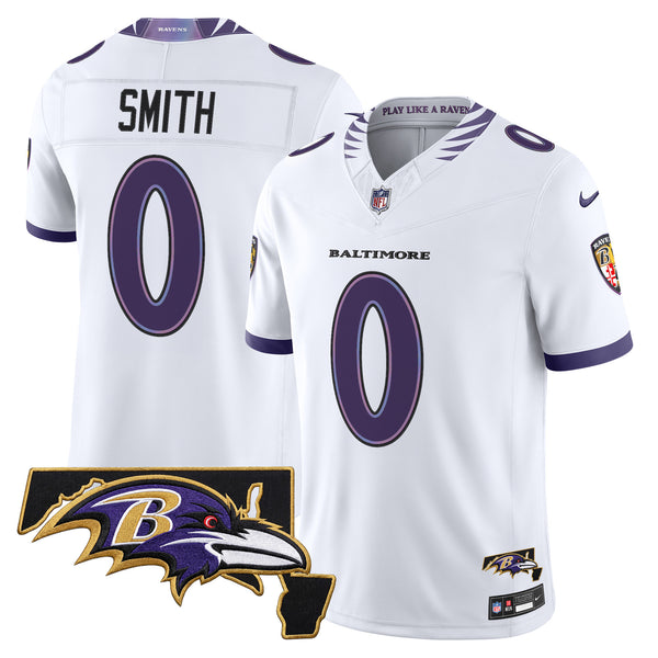 Men's Baltimore Ravens 2026 Vapor Limited Jersey V2 - All Stitched - White - Roquan Smith — view 1