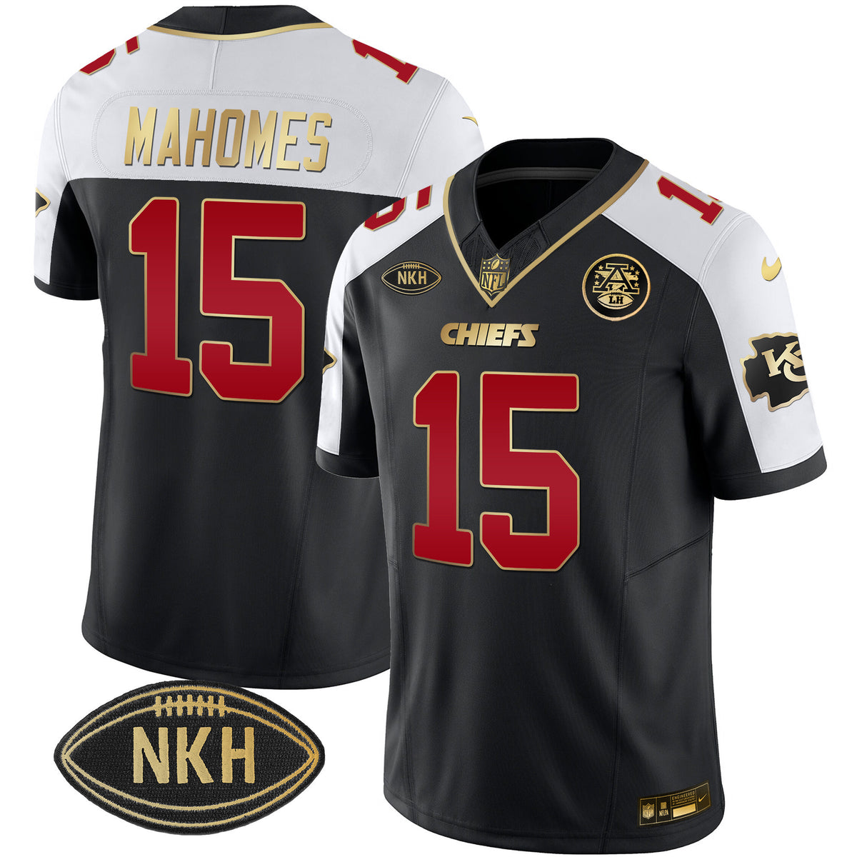 Men's Chiefs NKH Patch 2023 Vapor Limited Jersey - All Stitched - Black Alternate - Patrick Mahomes — view 1