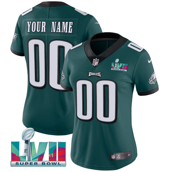 Eagles Super Bowl Custom Patch Vapor Jersey - All Stitched - Midnight Green — view 1