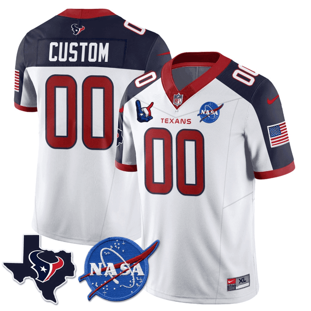 Houston Texans Nasa Patch City Edition Custom Jersey - All Stitched - Inverted — view 1