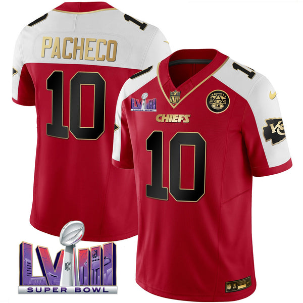 Men's Chiefs Super Bowl LVIII Patch Vapor Jersey - All Stitched - Red Alternate - Isiah Pacheco — view 1