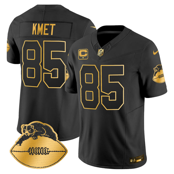 Men's Chicago Bears Throwback Gold Vapor Limited Jersey - All Stitched - Black Gold - Cole Kmet — view 1
